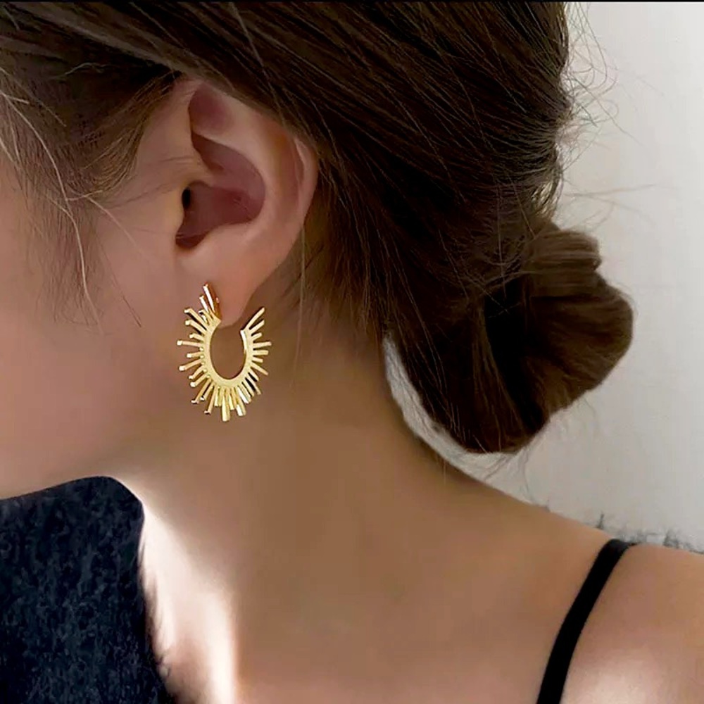 “Solaris” Sun Bohemian Hippie Geometric Indie Festival Minimal Abstract Earrings - Picture 6 of 6